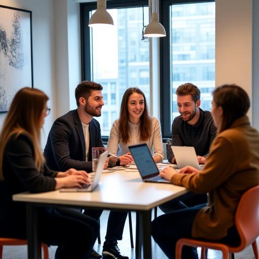 The RoomFlow Pro team in their London office collaborating.