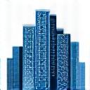 Icon of multiple buildings linked together.
