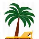 Icon of a palm tree and a sun lounger.